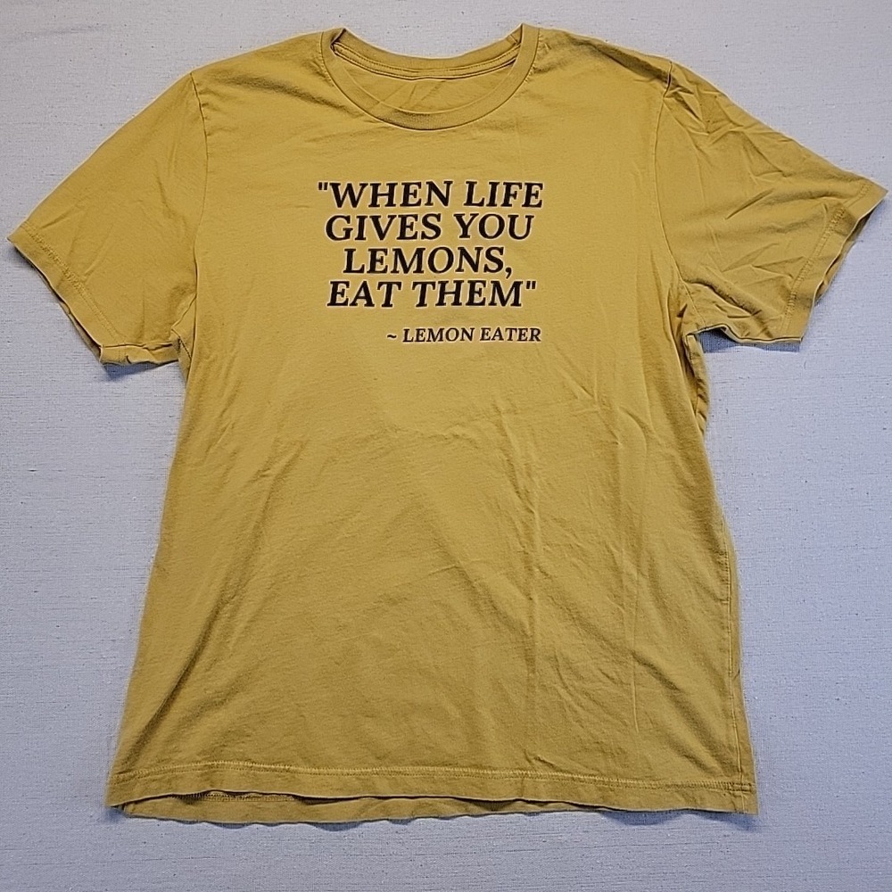 Funny Graphic T-Shirt Men's Large Yellow "When Life Gives You Lemons Eat Them"